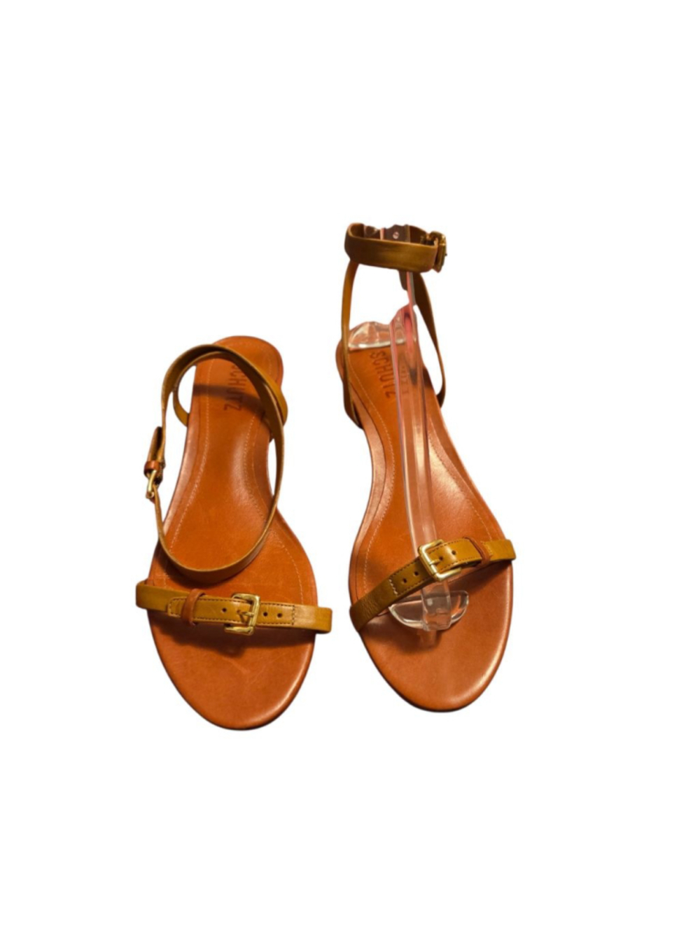Schutz Brown Aurora Low Block Sandals 8.5